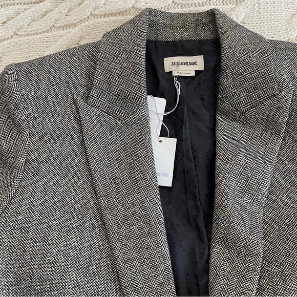 Zadig & Voltaire Victor Lurex Gris BlazerJacket EU 34 - Picture 6 of 12